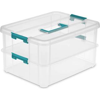 Sterilit 1427Clr Stack & Carry - 2 Layer Box Clear Lid & Blue Håndtag