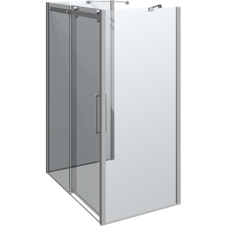 Scanbad Skydedør M/2 Sidepanel Deluxe 1400*900mm Krom/klar