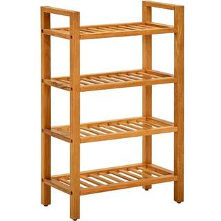 skostativ med 4 hylder 50x27x80 cm massivt egetræ