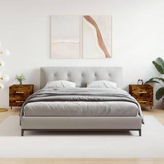 Sengebord 40X35X47,5 Cm Konstrueret Træ - 2 / Røget eg