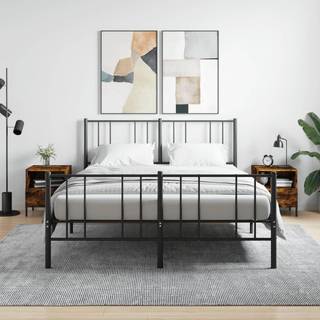 Sengebord 40X35X47,5 Cm Konstrueret Træ - 2 / Røget eg