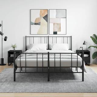 Sengebord 40X35X47,5 Cm Konstrueret Træ Etræ - 2 / Sort