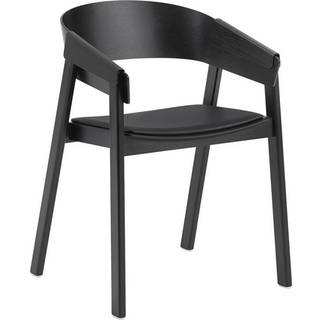 Muuto - Cover Chair Klädd Refine Leather Black/Black - Spisebordsstole - Thomas Bentzen - Sort - Læder/Træ