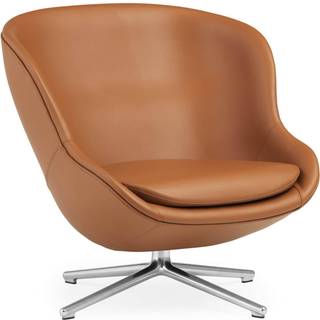 Normann Copenhagen Hyg Lænestol Lav Med Svirvelbase / Aluminium - Lænestole Læder Brandy - 603806