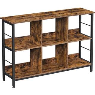 Vasagle boghylde, reol, reolerhed, tv -stativ, konsolbord, 6 rum, til kontor, stue, soveværelse, 33 x 120 x 80 cm, industriel design, rustik brun og s