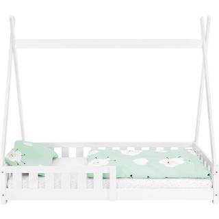 Seng med faldsikring og lamelramme 80x160 cm Hvid fyr ML-Design