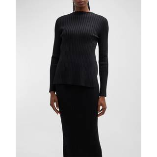 The Row Ash cutout-detail ribbed-knit silk top - black - M