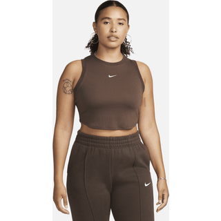 Tank top Nike Sportswear Essentials Women&#39;s Ribbed Cropped Tank Baroque Brown/ Sail L - Sail - L