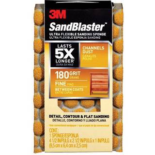 3M Sandblaster Ultra Flexible Sanding Svamp Guld 4,5 tommer x 2,5 tommer x 1 tommer 180 korn