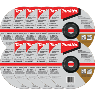 Makita A-96045-10 7"""" x 1/4"""" x 7/8"""" INOX slibeskive 36 korn 10/pk