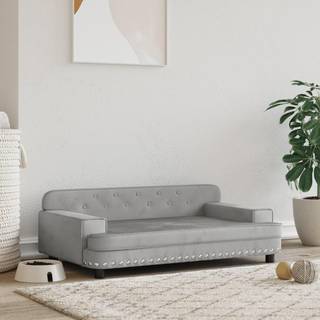 hundeseng 90x53x30 cm velour lysegrå