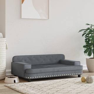 hundeseng 90x53x30 cm velour mørkegrå