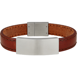 Son of noa brun læderarmbånd med graveringsplade