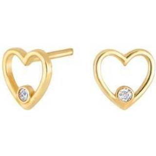 Siersbøl 8kt. guldørestikker hjerte med cubic zirkonia
