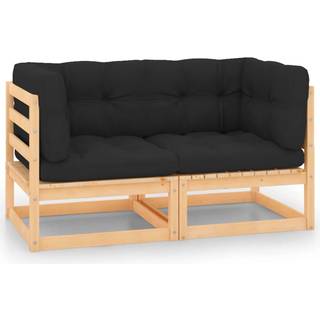 hjørnemodul til havesofa med hynder 2 stk. massivt fyrretræ