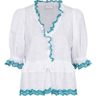 Emmi Bluse, Hvid/Grøn, 34