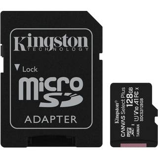 Kingston 128GB micSDHC Canvas Select Plus 100R A1 C10 Card+AD (På lager i varehus)