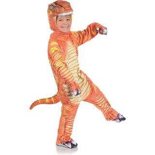 Orange T-Rex Trykt børne kostume jumpsuit | Stor