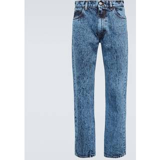 Marni Leather-trimmed straight jeans - blue - 34