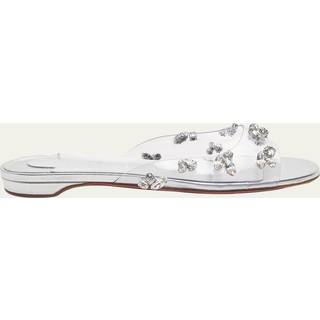 Christian Louboutin Degraqueenie embellished PVC slides - silver - EU 36