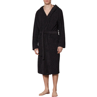 Morgenkåbe med monogrammønster i bomuldsfrotté