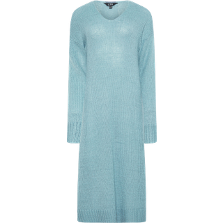 Lts Tall Denim Blue Knitted Midi Dress 10-12 Lts | Tall Women's Midi Dresses