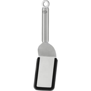 Rösle Sandwich-Palette 26 cm gekröpft mit Rundgriff - Edelstahl mit Silikonrand - Schwarz,Silber