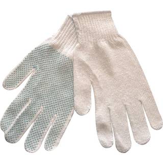 Polyesterhandske hvid med dotter 100% polyester - dotter af pvc, 9/10,