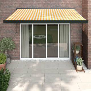 foldemarkise manuel betjening 3x2,5 m stof aluminium gul hvid