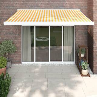 foldemarkise manuel betjening 3,5x2,5 m stof aluminium gul hvid