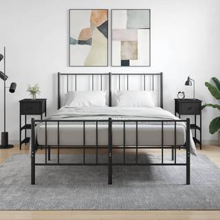 Sengebord 34X36X70 Cm Konstrueret Træ - 2 / Sort