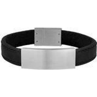 Son of noa sort læderarmbånd med graveringsplade