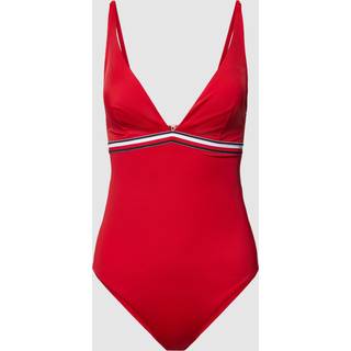 Tommy Hilfiger Plunge One Piece Swimsuit - Red - X-Large