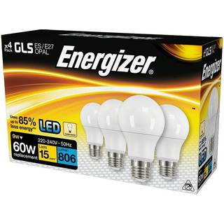 Energizer E27 LED GLS pære 8.5W (806lm), 3000K, Varm hvid, 4 stk.
