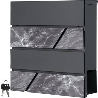 Brevkasse 37x36,5x11 cm antracit/sort marmor stål ML-Design