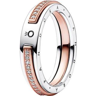 Pandora 182773C01 Damen-Ring Zweifarbig Logo & Pavé