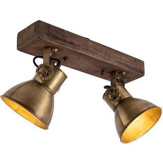 Loftslampe bronze 2-lys med træ - Mangoes
