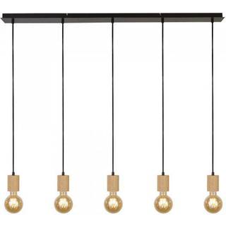 Spinny hængelampe i bjælkeform, 115 cm, 5 lyskilder, gummitræ, E27