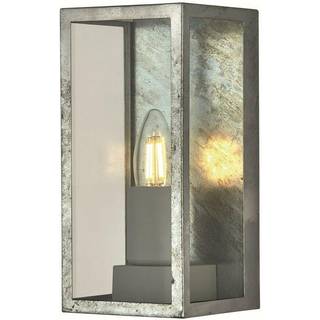 Box II udendørs væglampe, sølvfarvet, glas, E27, IP44