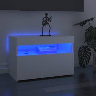 tv-borde med LED-lys 2 stk. 60x35x40 cm hvid højglans