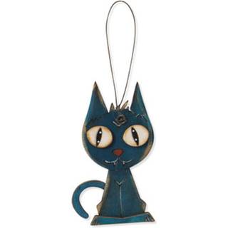 Halloween Holz Ornament Katze 8cm