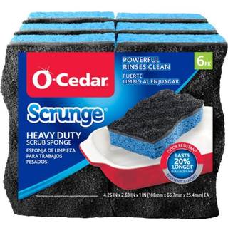 O-CEDAR SCRUNGE Heavy-Duty Scrub Sponge | Lugtbestandig multi-overflade skrubber svamp | Varer 20% l?ngere end almindelige svampe 6 t?ller (pakke