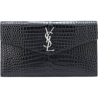 Saint Laurent Uptown embossed leather clutch - black - One Size