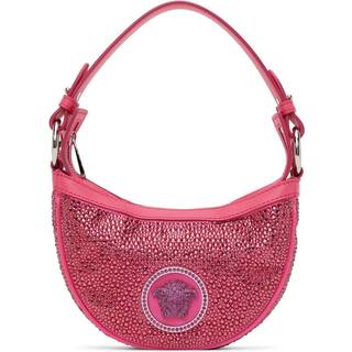 Versace Crystal Repeat Mini embellished leather shoulder bag - pink - One Size