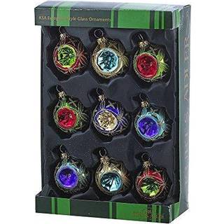 Kurt Adler 45mm Glass Multicolored S?t med 9 Reflektor Ornament S?t Multi 9 -stykke til jul