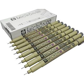 Sakura Pigma Micron Tegning Pens 02 Black Ink Line Bredde 0,3 mm - 8 pakke Micron 02 Sort