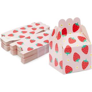 Sparkle og Bash Strawberry Fødselsdagsfest Favor behandlingsbokse (lyserød 3,5 x 2,75 i 36 pakke)