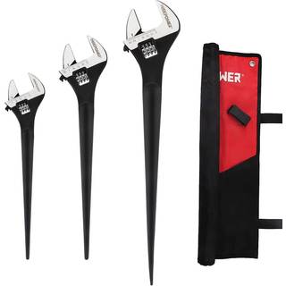 MaxPower 3-stykker Spud-skruen?gle 10-tommer 12-tommer 16-tommer justerbar skruen?gle med kitbag