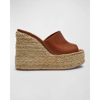Christian Louboutin Ariella Zeppa leather espadrille wedges - brown - EU 41