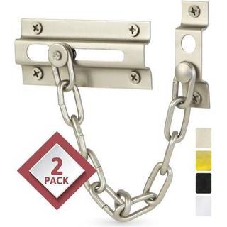 Jack N Drill Chain Door Guard med l?s - 2 Pack Chain Lock Door Guard Robust & Rust -Resistent Steel Chain Locks til indvendig d?r og ekstra hoved